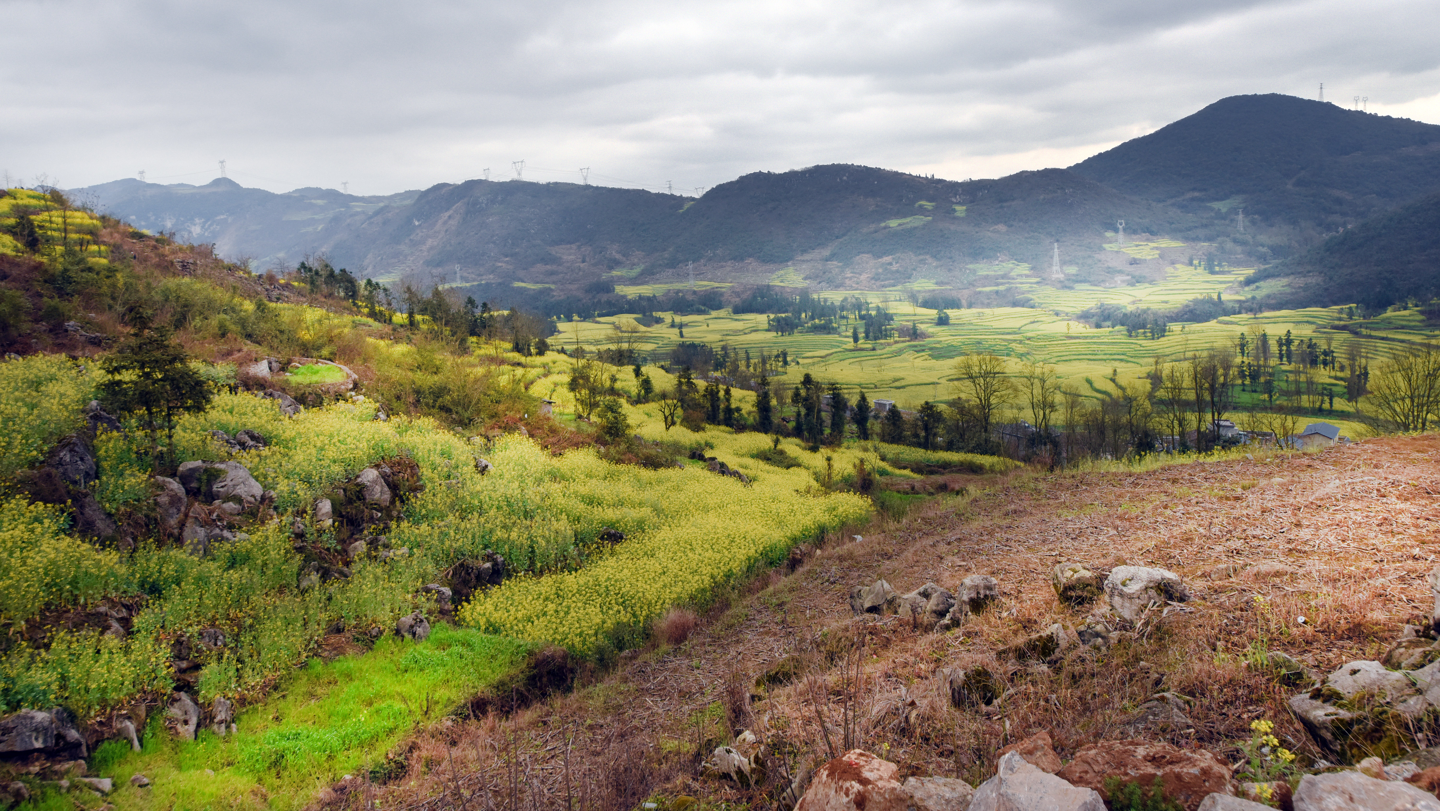 东川红土地螺蛳湾看日落最佳地方,下雨天的螺蛳湾