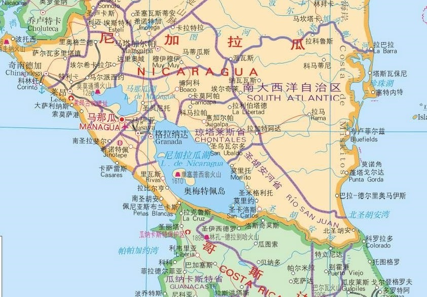 中美洲第一大湖,尼加拉瓜火山属于哪里