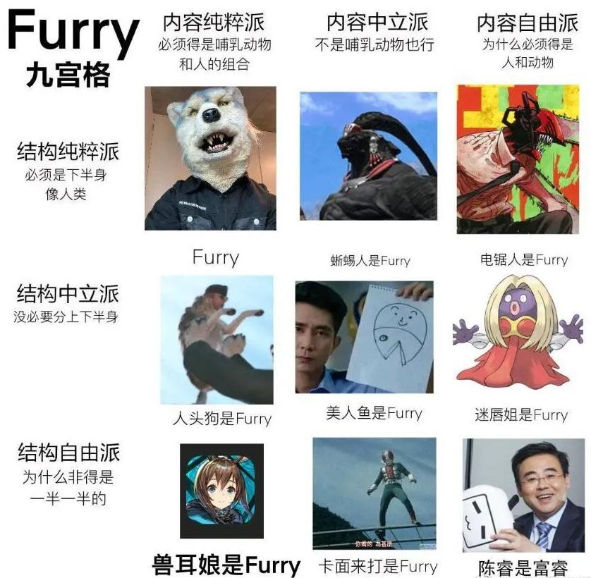 网友分享Frurry九宫格，看完我也不知道我是哪一派的了