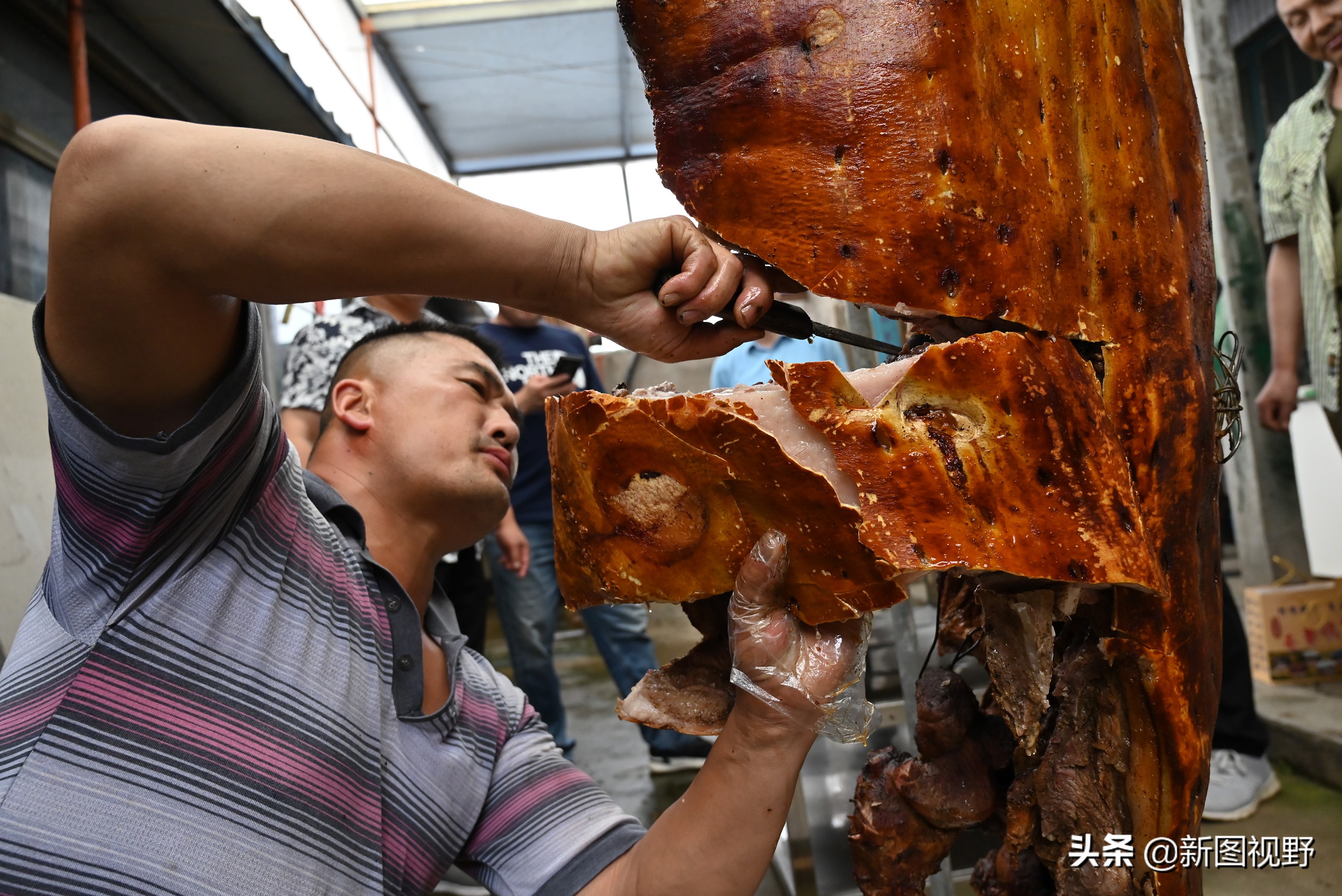 猪价下跌，夫妻“烤全猪”停烤2年后开烤，200斤烤肉出炉就卖光