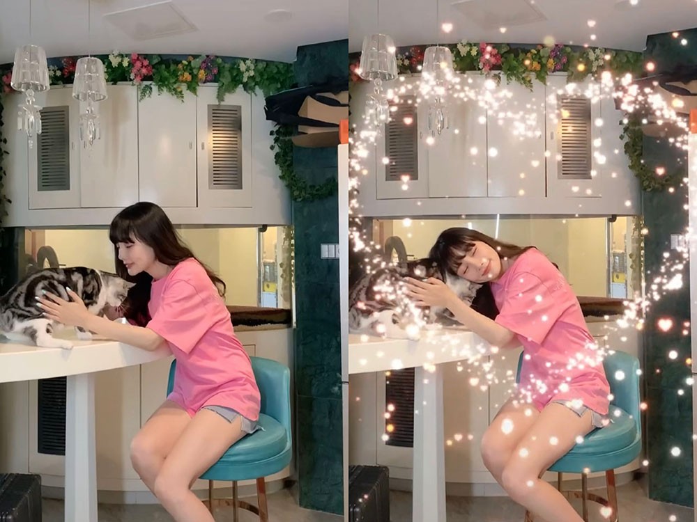 李小璐39岁还是少女,在家穿短裤和猫互动,嘟嘴亲猫好可爱