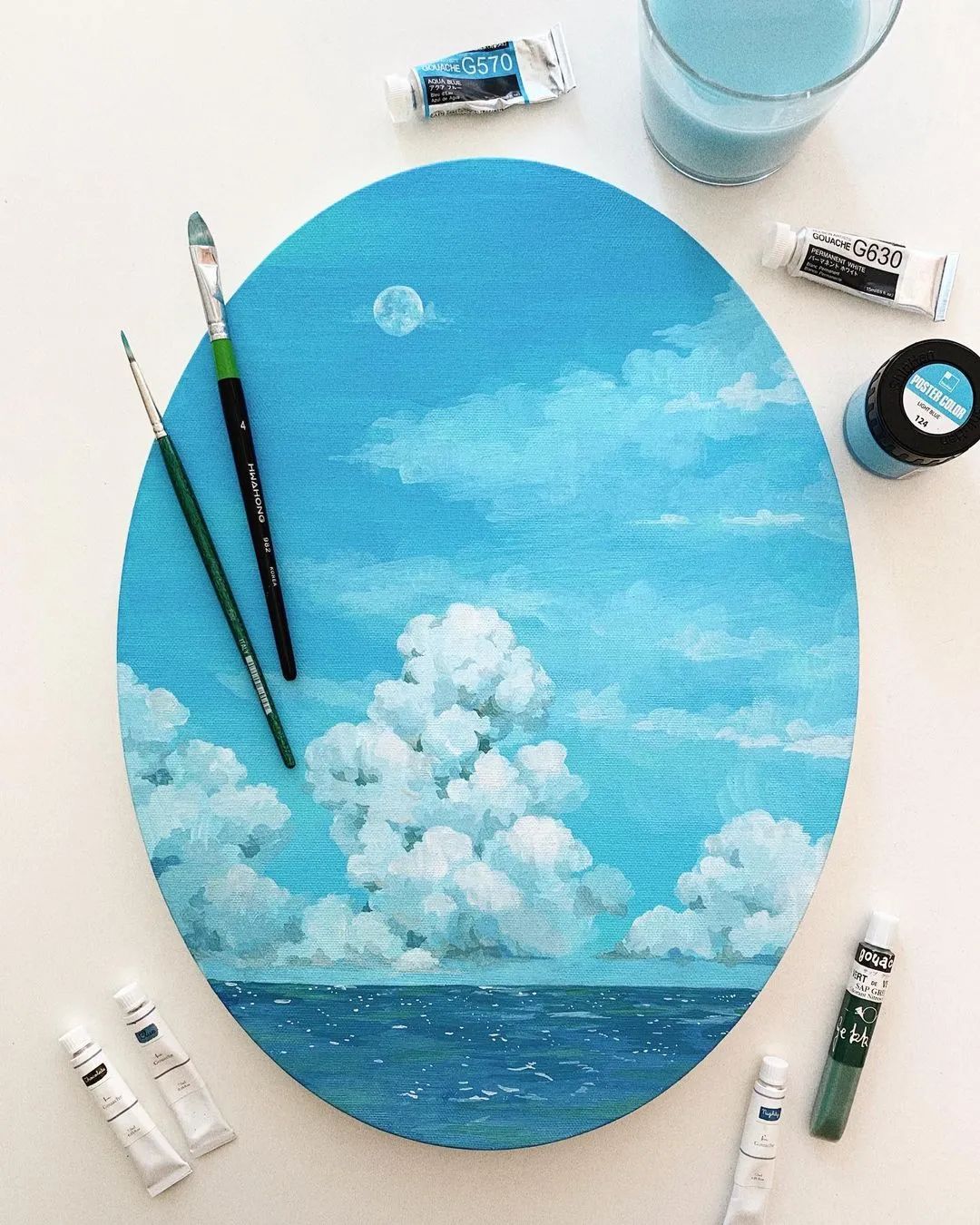 超美水彩画治愈,韩国女孩画画