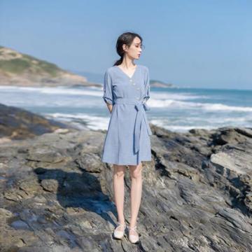 气质系带连衣裙,气质系带收腰连衣裙