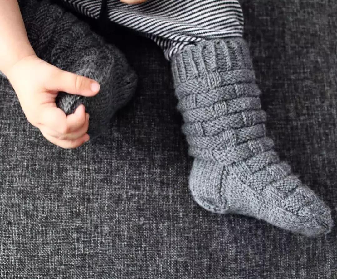 好看毛线袜棒针编织,简单厚实的毛线袜花样