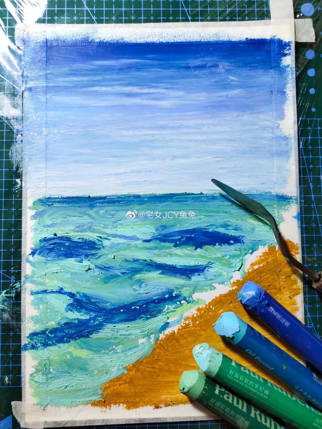 简单又好看的重彩油画棒作品,美到极致的风格绘画