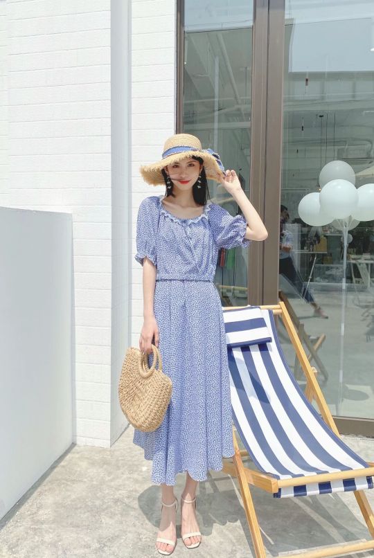 雪纺碎花裙连衣裙显瘦甜酷,碎花裙连衣裙长款夏季显瘦显白