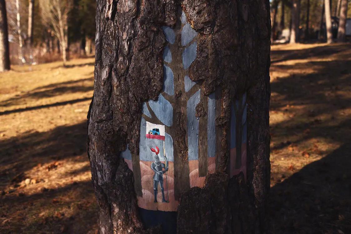 手绘墙绘画,手绘墙画庭院