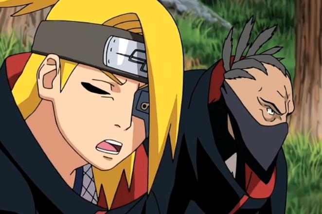 蝎第一次露出真面目迪达拉的反应,迪达拉知道蝎死后的反应