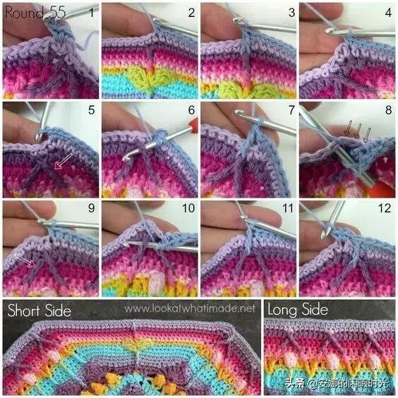 曼陀罗毯子编织教程,苏菲花园曼陀罗毯子钩法高清图解