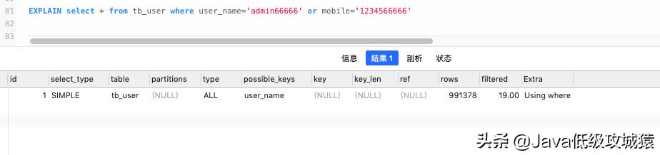 explain怎么查看是否使用了索引,mysql更新索引列会造成索引失效吗