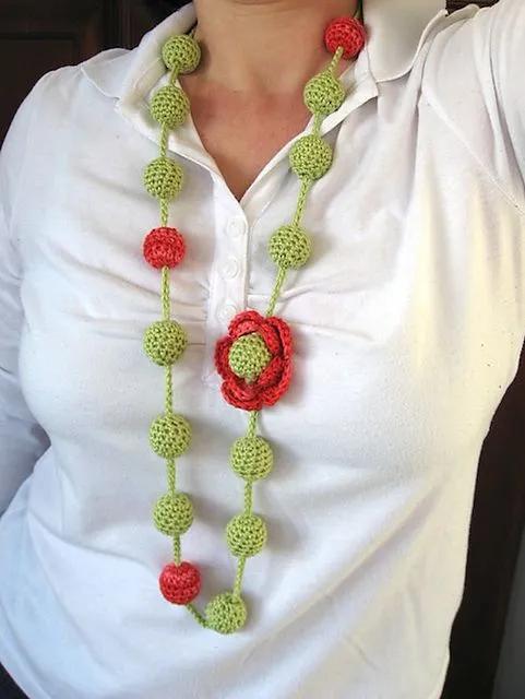 毛线钩织项链配饰教程,毛线钩织各种款式项链视频教程