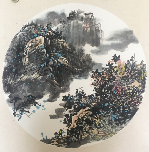 风水重彩山水画,秦岭山水画水墨