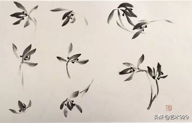 国画兰花画法免费技法教程,国画兰花绘画图