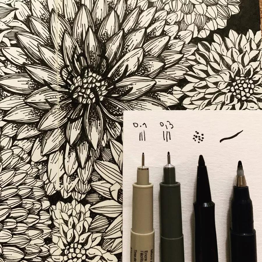 一看就懂的针管简笔画,针管笔入门手绘1000例临摹图