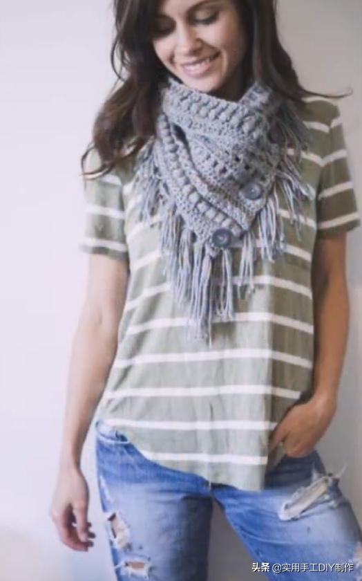 新款针织秋冬宽松披肩怎么织,针织中长款披肩