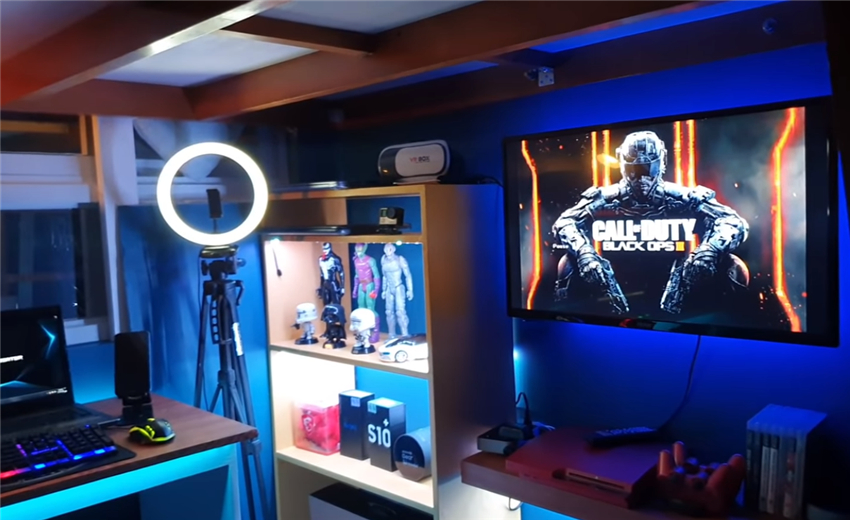 宅男房间布置游戏机,游戏房rgb主灯