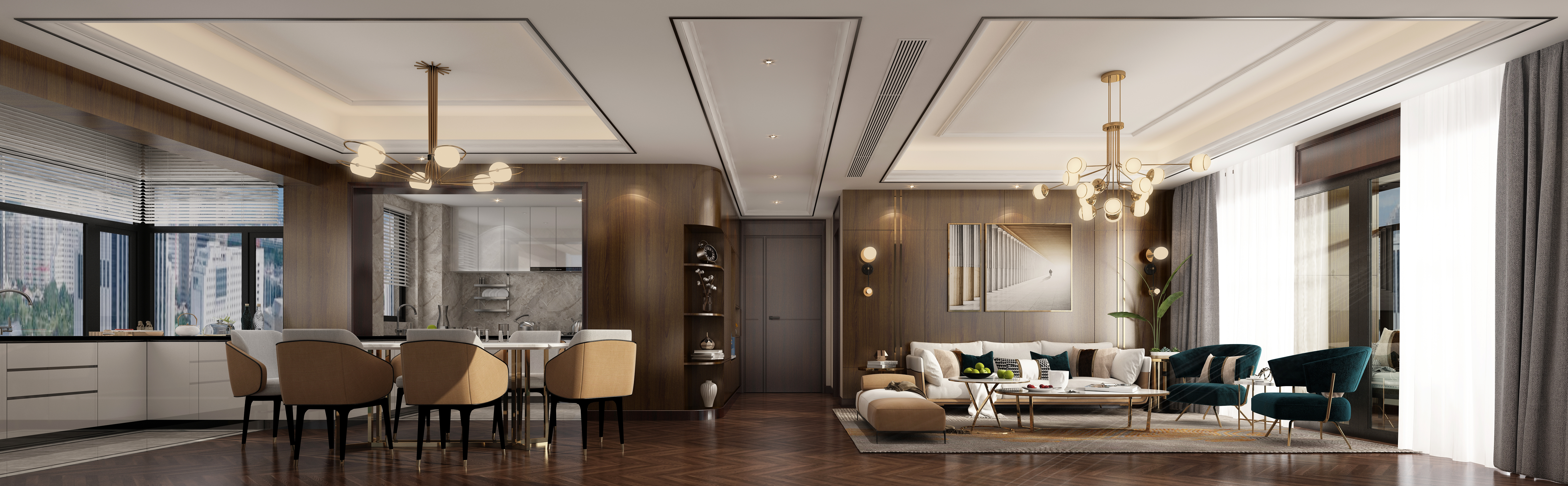 北辰现代轻奢装修,北辰三角洲c2区118平装修风格