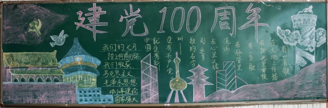 爱党爱国努力学习实现自我黑板报,知党恩跟党走主题黑板报图片