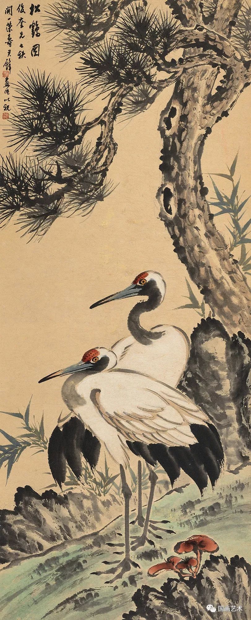 松鹤延年比较有名的图画,写意松鹤图看一下