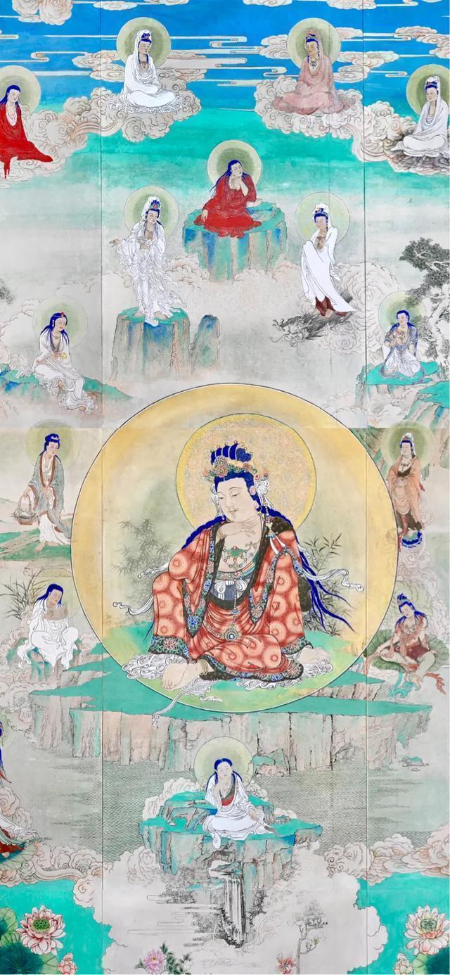 观音菩萨三十二像工笔画,观世音菩萨画像工笔画