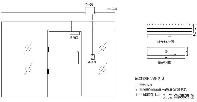 磁力锁门禁安装与布线图,门禁系统安装大样图