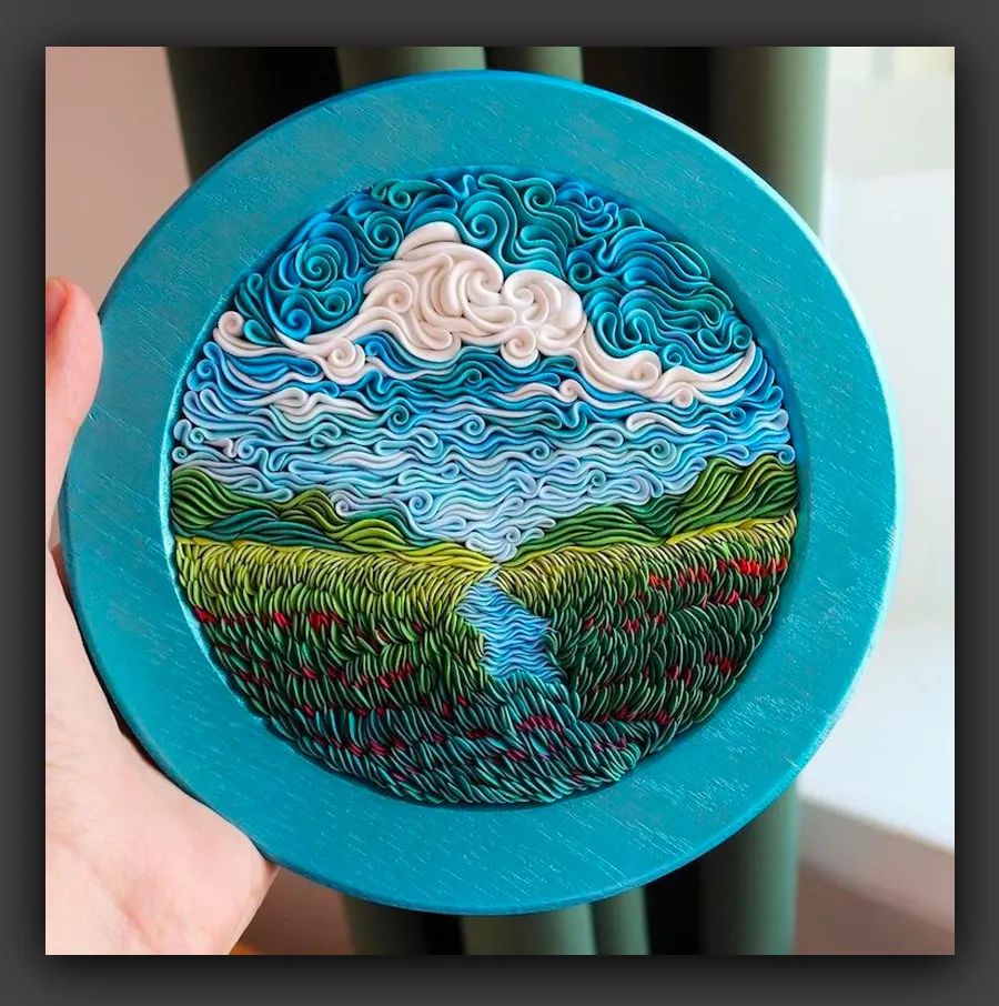 轻粘土手工风景画作品,超轻粘土制作简单的风景画