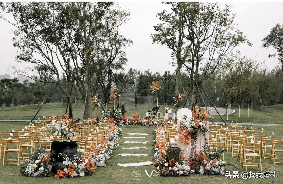 极简西式婚礼户外布置,法式复古婚礼户外效果