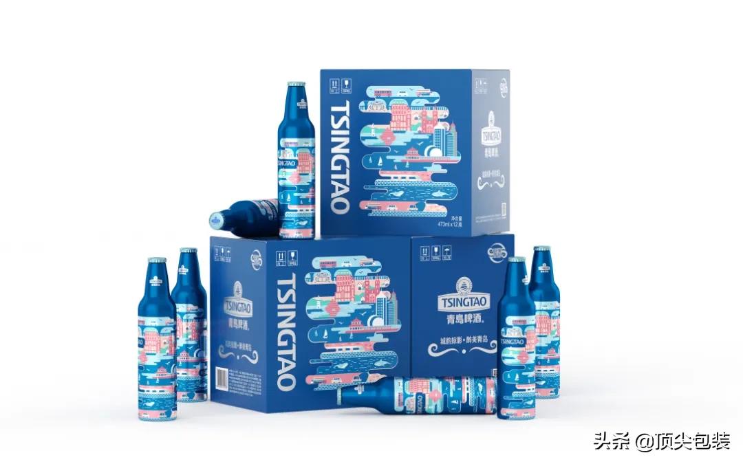 青岛啤酒醉美青岛礼盒,青岛啤酒的产品包装设计