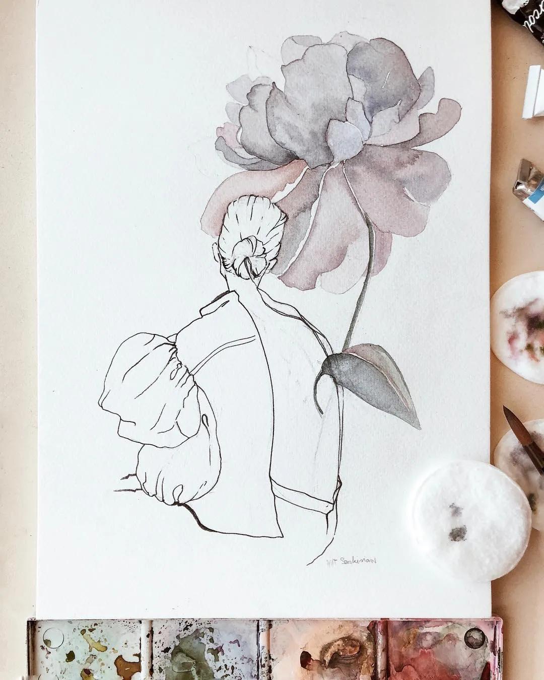 花卉墙绘,墙绘花卉色彩作品