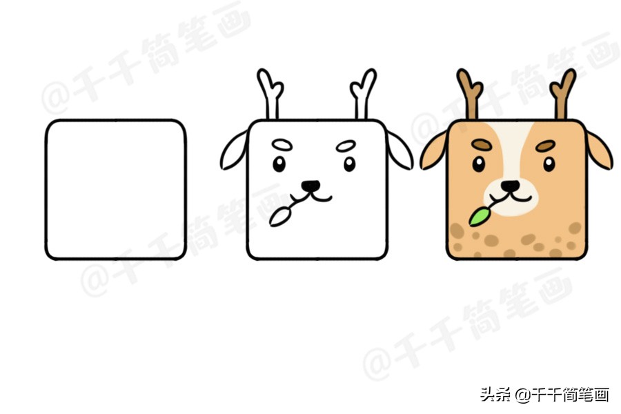 100个动物简笔画老虎,用圆形画各种小动物简笔画