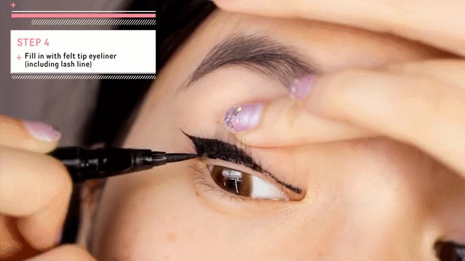 胶线笔画眼线教程新手手残党,手残党眼影教程探险家无眼线