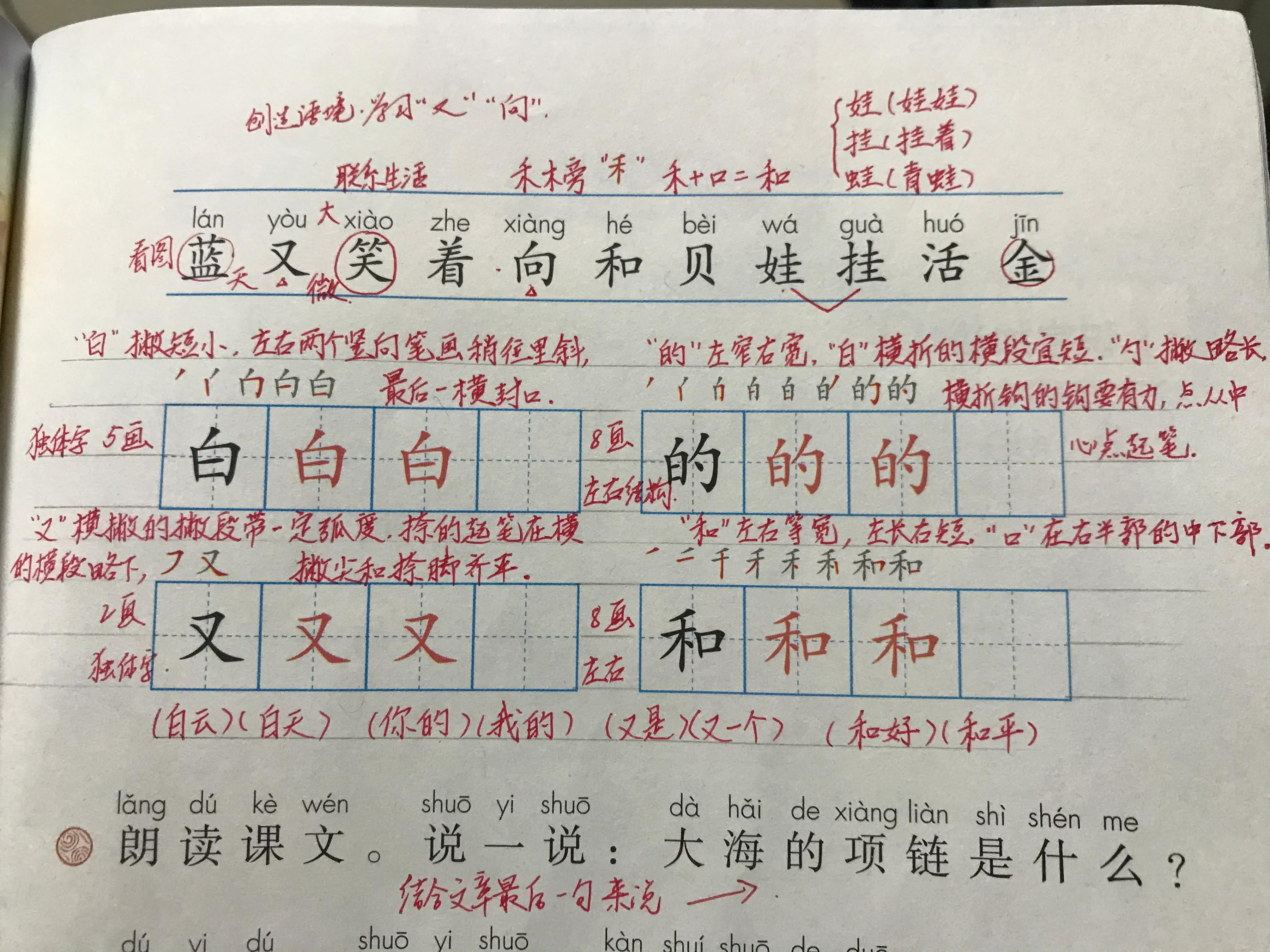 一年级语文项链课堂笔记人教版,一年级语文阅读项链