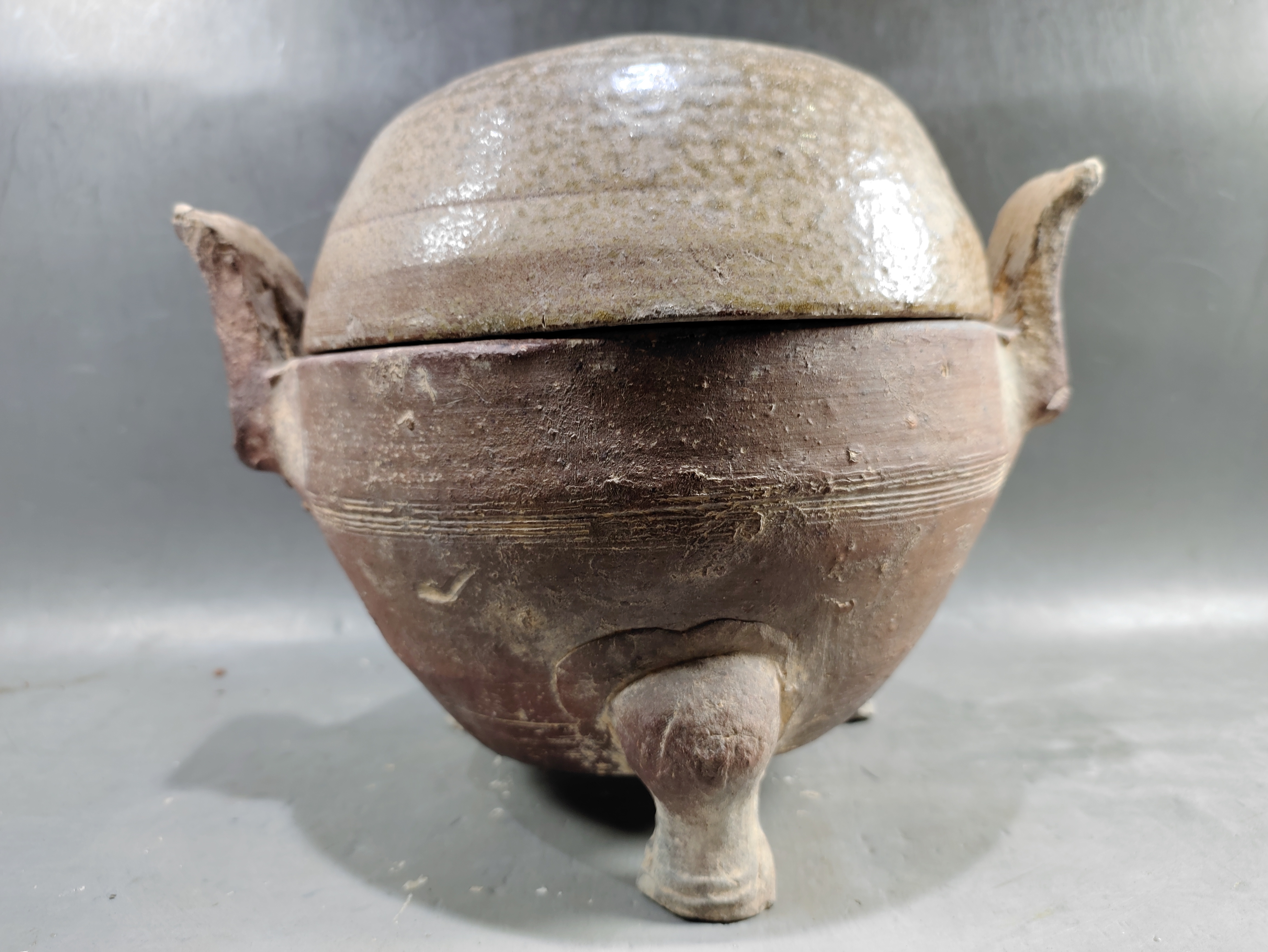 东汉原始青瓷三足盖鼎,西汉原始青瓷双耳尊