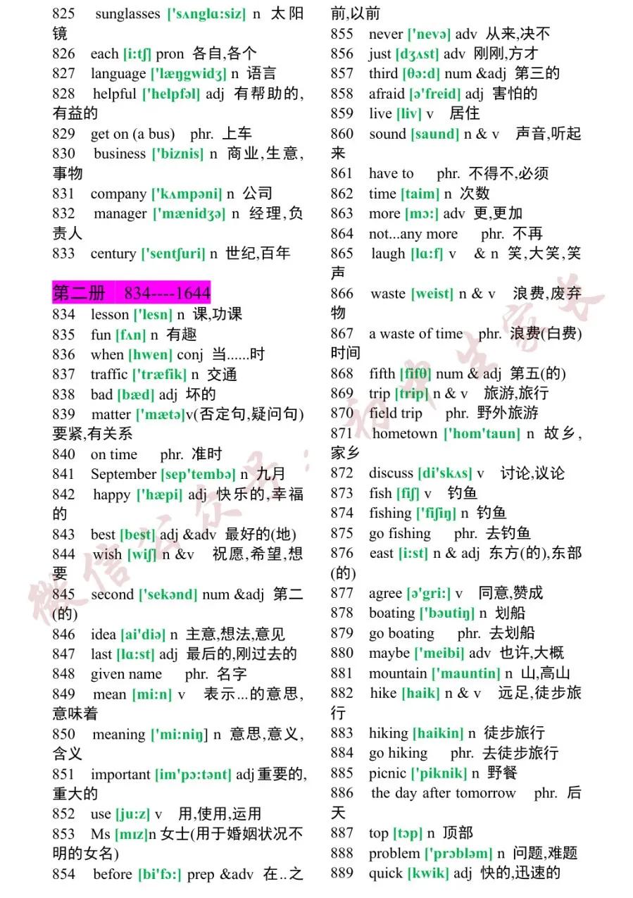 初中1600个必背英语单词翻译,2023初中英语必背1500个单词电子版
