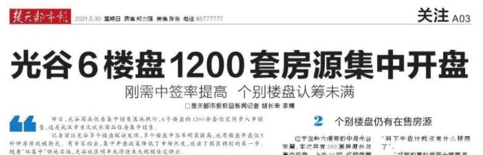 光谷第6次集中开盘仅去化22%,光谷第八次集中开盘