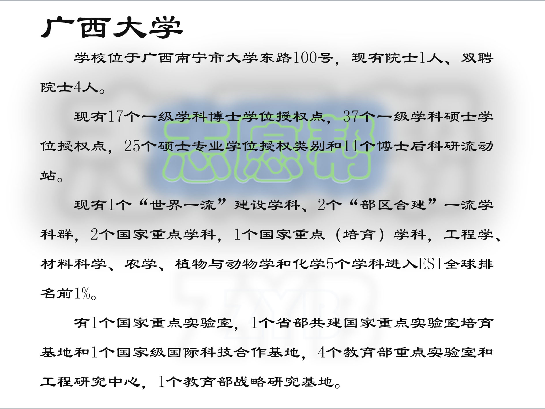 广西大学考研专业,广西大学开设专业