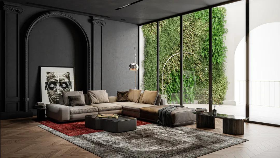 意式轻奢94平米效果图,奢华优雅独特空间