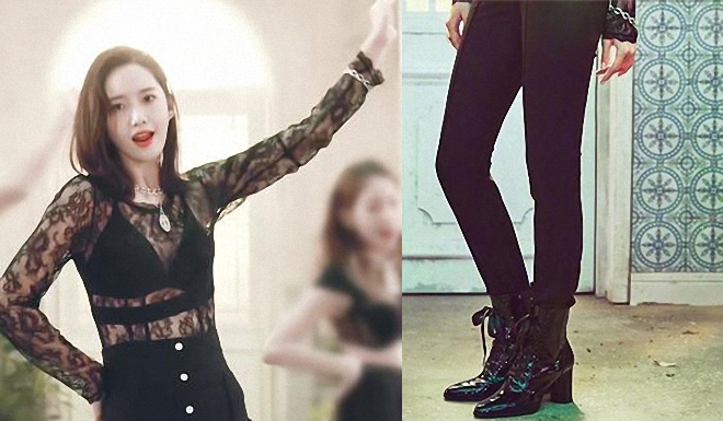 林允儿蕾丝衫,林允儿一袭黑色吊带裙