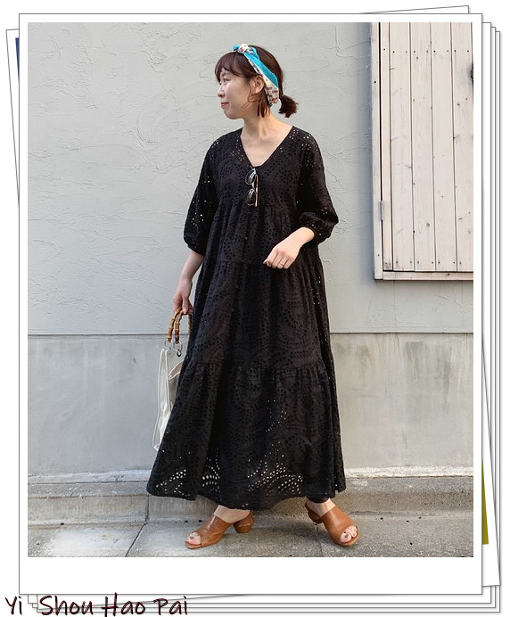 夏季黑色连衣裙穿搭图片大全,时尚穿搭黑色连衣裙时尚又修身