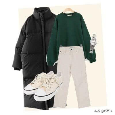 黑色中长款大棉衣穿搭高级感,黑色棉衣显瘦遮肉