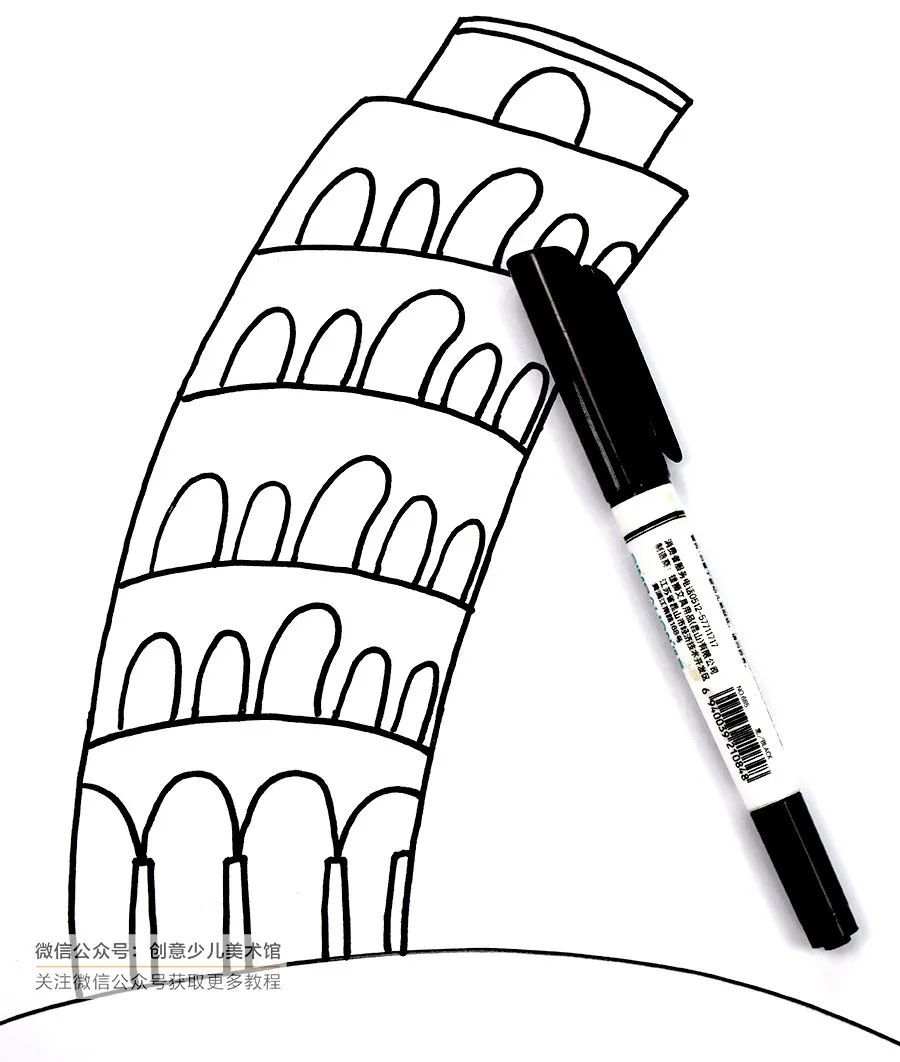 比萨斜塔立体画简单又好,意大利比萨斜塔儿童画