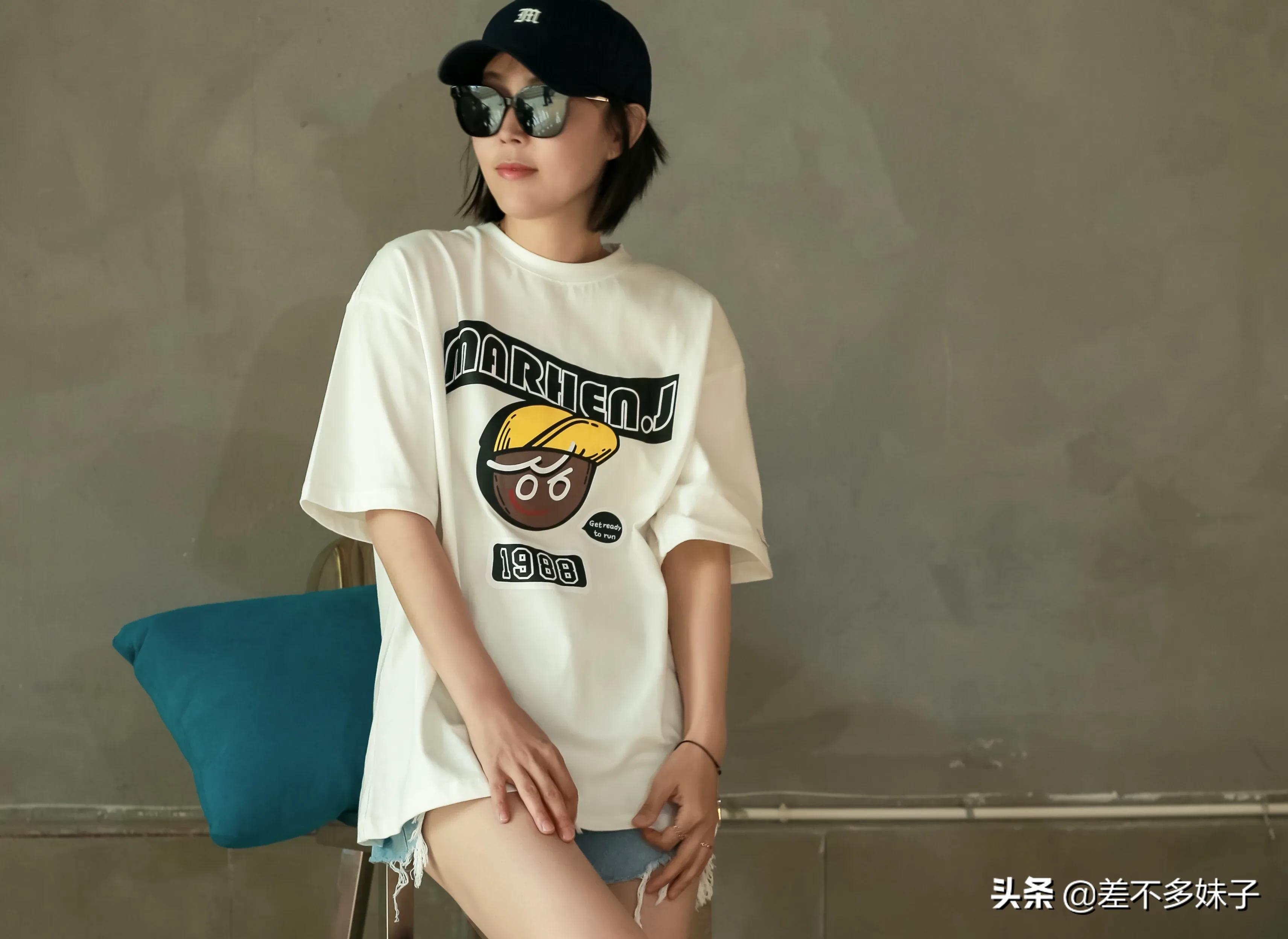 简约夏季宽松t恤ins潮牌,夏款韩系潮牌印花宽松大版t恤