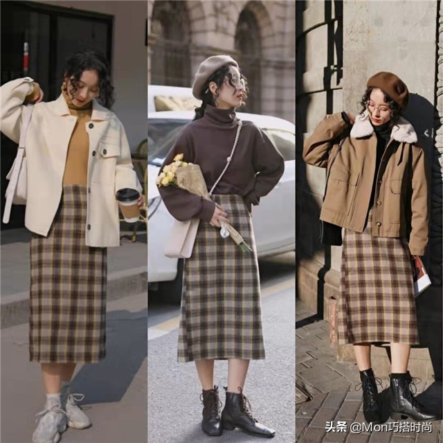 慵懒风毛衣半身长裙穿搭,气质长裙显瘦冬季内搭