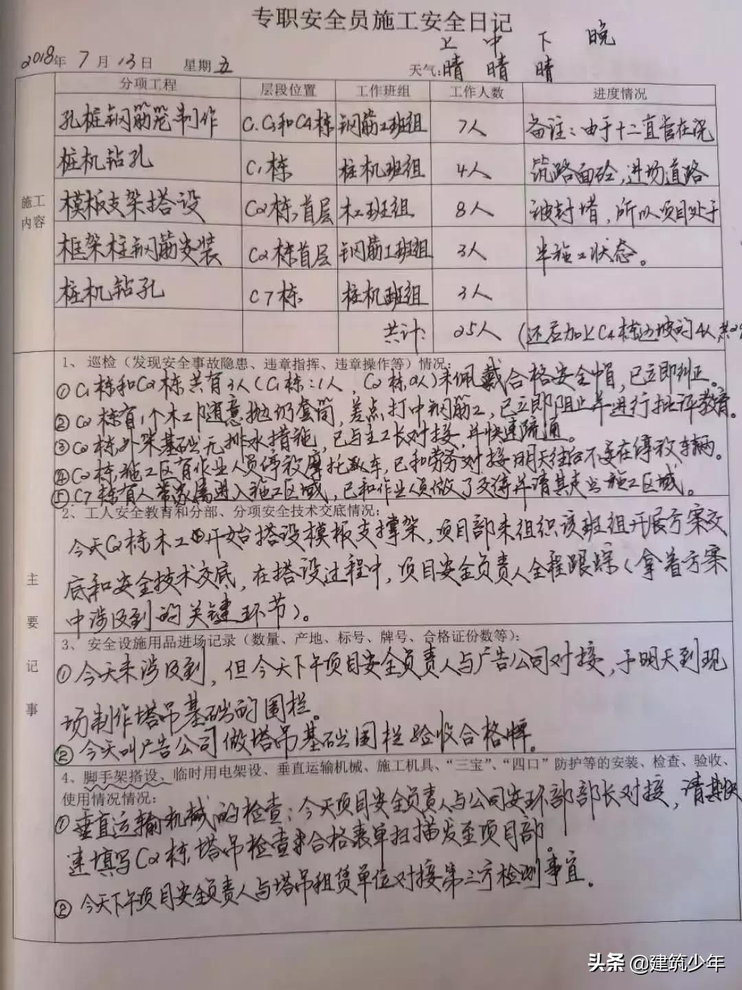 如何记录施工日志和安全日志范例,监理日志现场施工安全状况怎么写