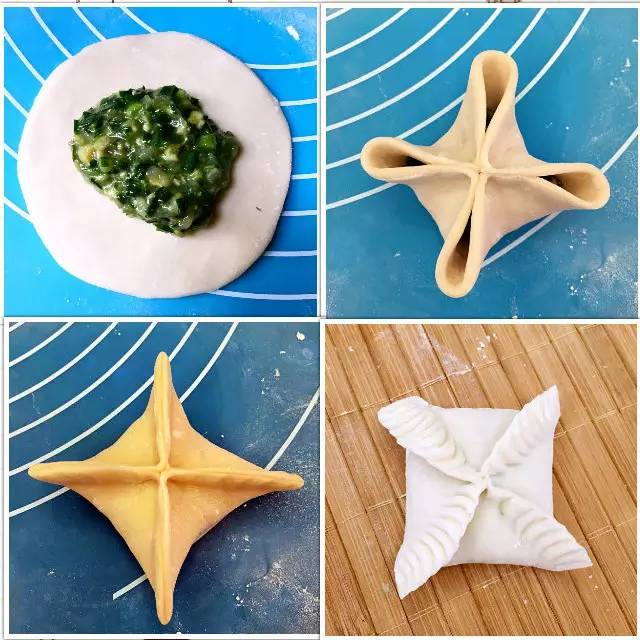 韭菜鸡蛋饺子花样包法图片,饺子多种花样包法图解