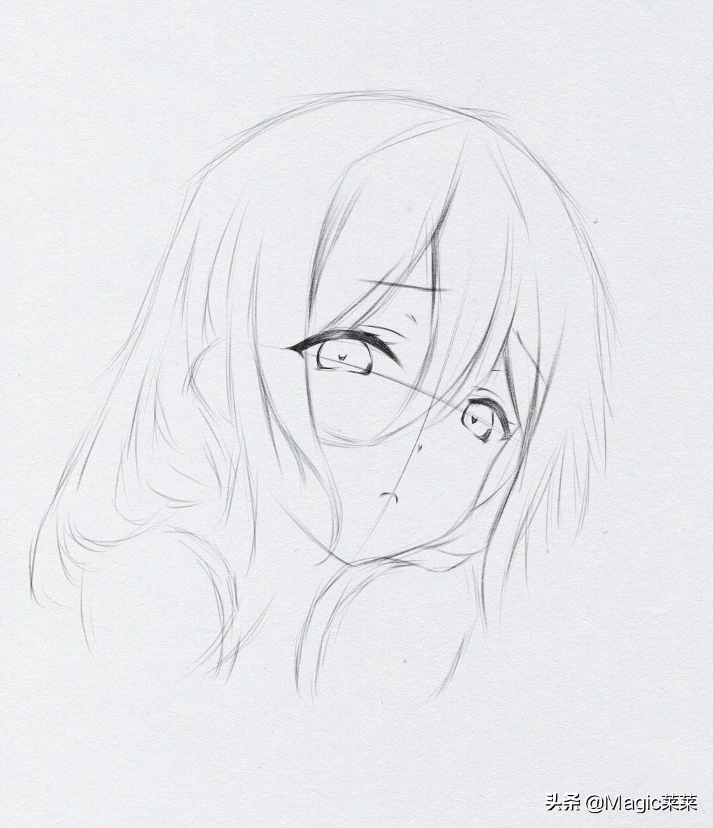 教你画美女黑白插画绘画过程分享,教你简单画少女动漫