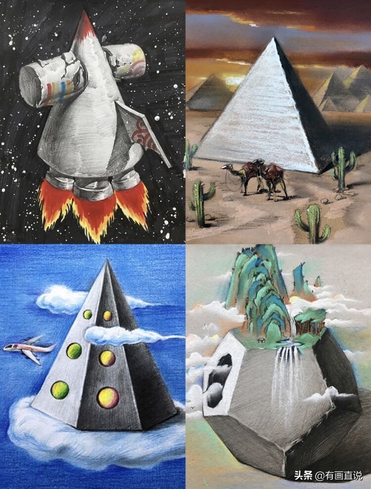 儿童绘画创意素描课堂教学,儿童基础素描创意素描画