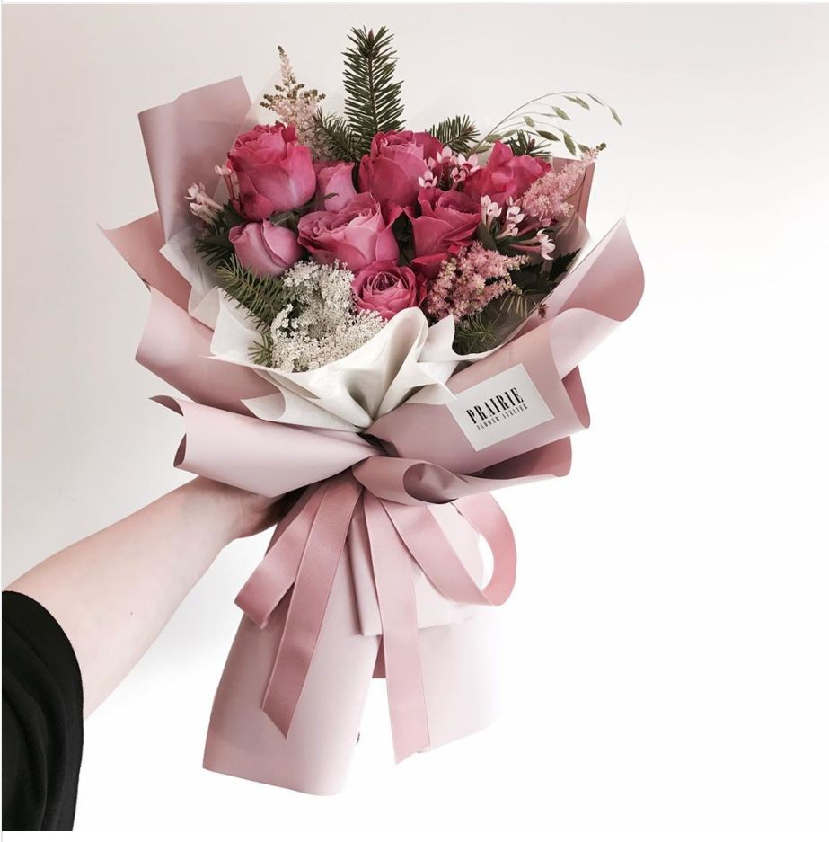 以香槟玫瑰为主的韩式花束,清新柔和治愈系韩式花束