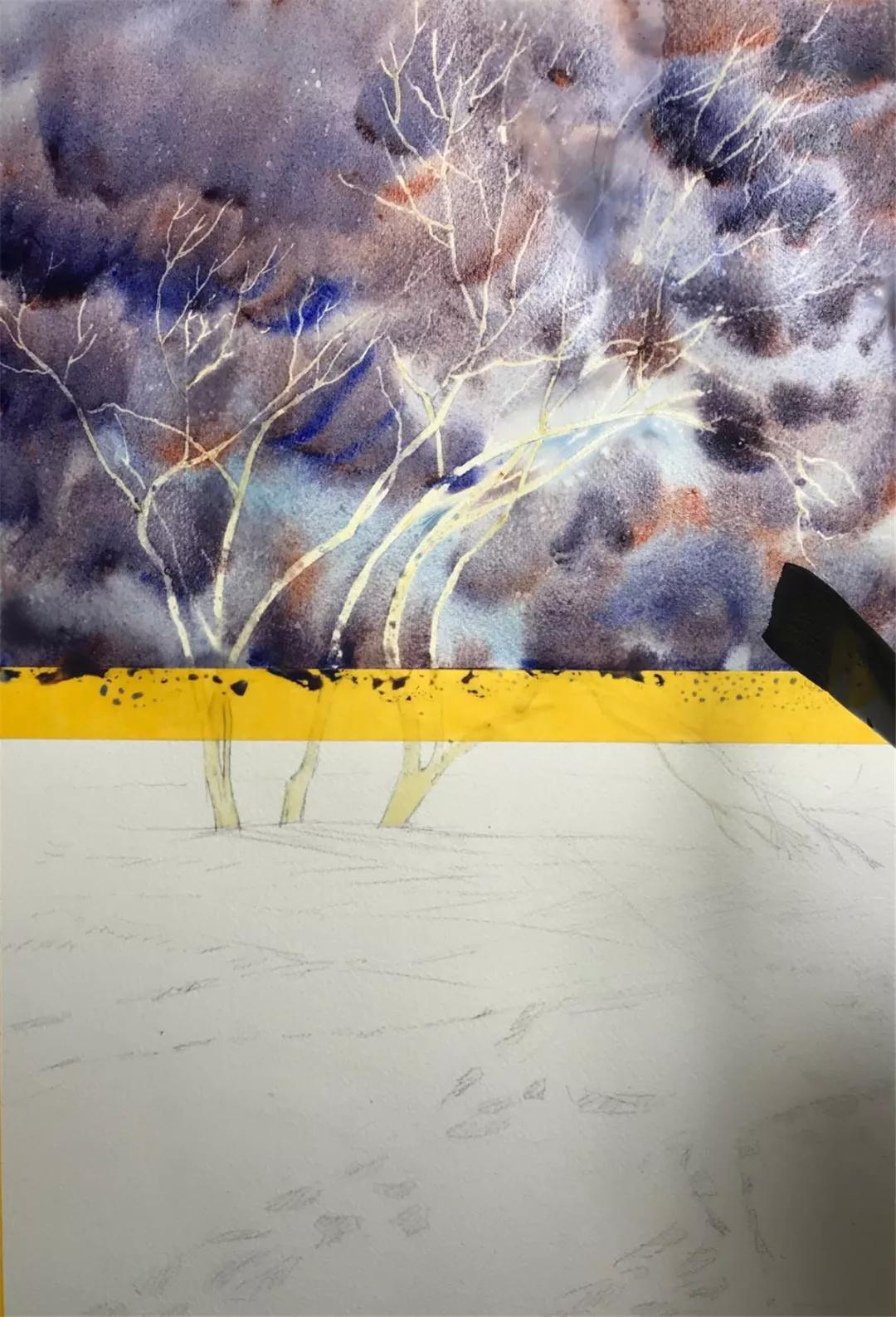 100幅风景写生水粉画教程,如何画雪景图水彩画教程