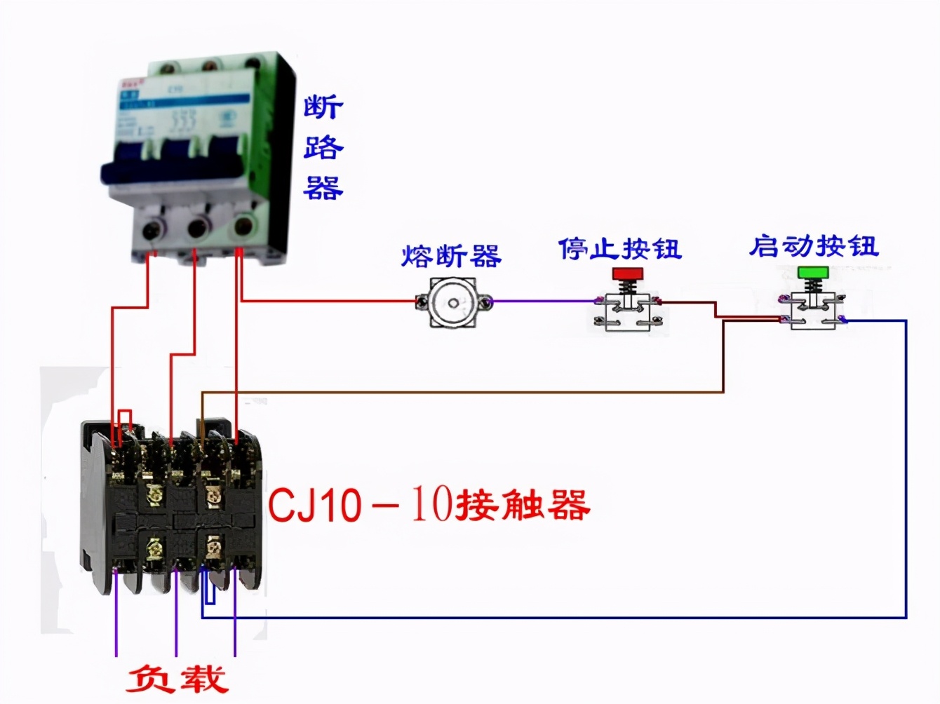 电工接触器控制回路怎么接线整齐,dz108断路器与接触器接线图